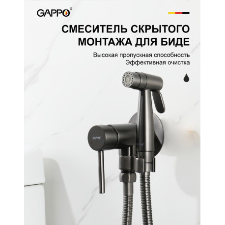 Смеситель с гигиеническим душем Gappo G7206-9 GRAFIT